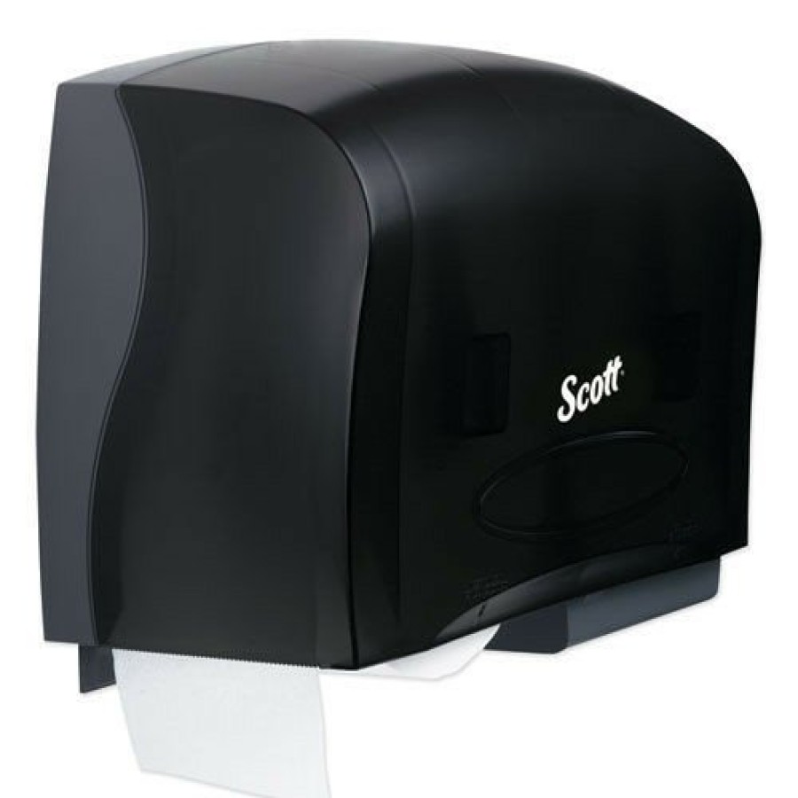 Facility Maintenance & Supplies Scott | Scott 09608 Essential 20 In. X 6 In. X 11 In. Coreless Twin Jumbo Roll Tissue Dispenser - Black