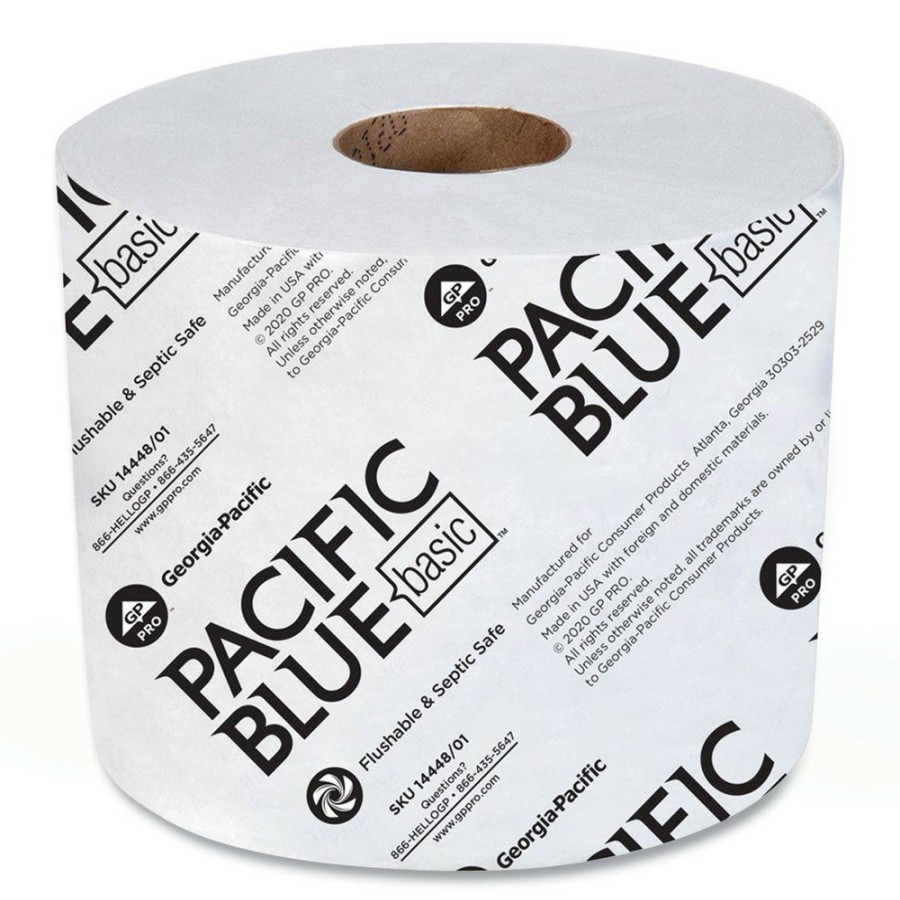 Facility Maintenance & Supplies Georgia Pacific Professional | Georgia Pacific Professional 14448/01 Pacific Blue Basic 1-Ply Septic Safe High-Capacity Bathroom Tissue - White (1500/Roll, 48/Carton)