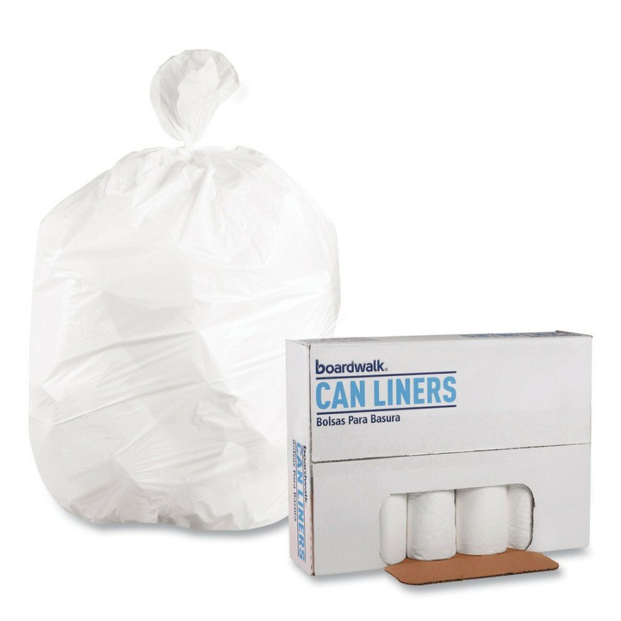 Facility Maintenance & Supplies Boardwalk | Boardwalk H8647Hwkr01 56 Gallon 0.6 Mil 43 In. X 47 In. Low-Density Waste Can Liners - White (100/Carton)