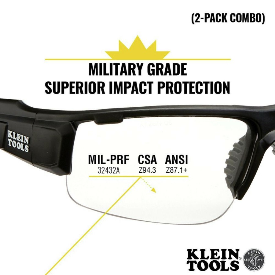 Safety Equipment Klein Tools Safety Glasses | Klein Tools 60173 Pro Semi-Frame Safety Glasses Combo Pack