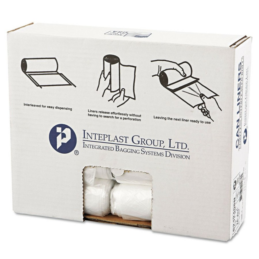 Facility Maintenance & Supplies Inteplast Group | Inteplast Group S242408N High-Density 10-Gal. 8 Microns 24 In. X 24 In. Commercial Can Liners - Natural (1000/Carton)