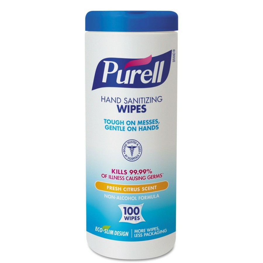 Facility Maintenance & Supplies PURELL Hand Wipes | Purell 9111-12 5.78 In. X 7 In. Premoistened Hand Sanitizing Wipes - Fresh Citrus, White (12/Carton)