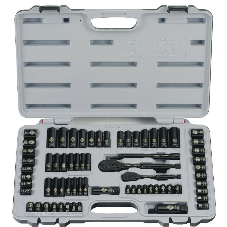 Hand Tools Stanley Socket Sets | Stanley 92-824 69 Piece Black Chrome Socket Set