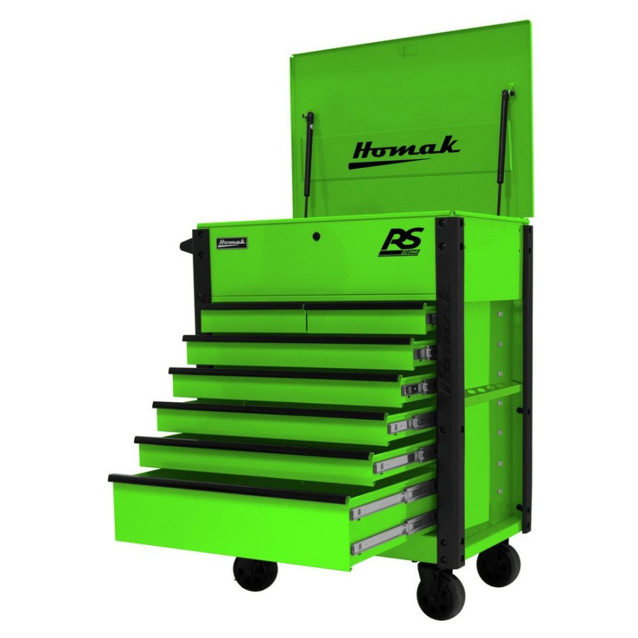 Tool Storage Homak | Homak Lg06035247 35 In. 7-Drawer Flip-Top Service Cart - Green