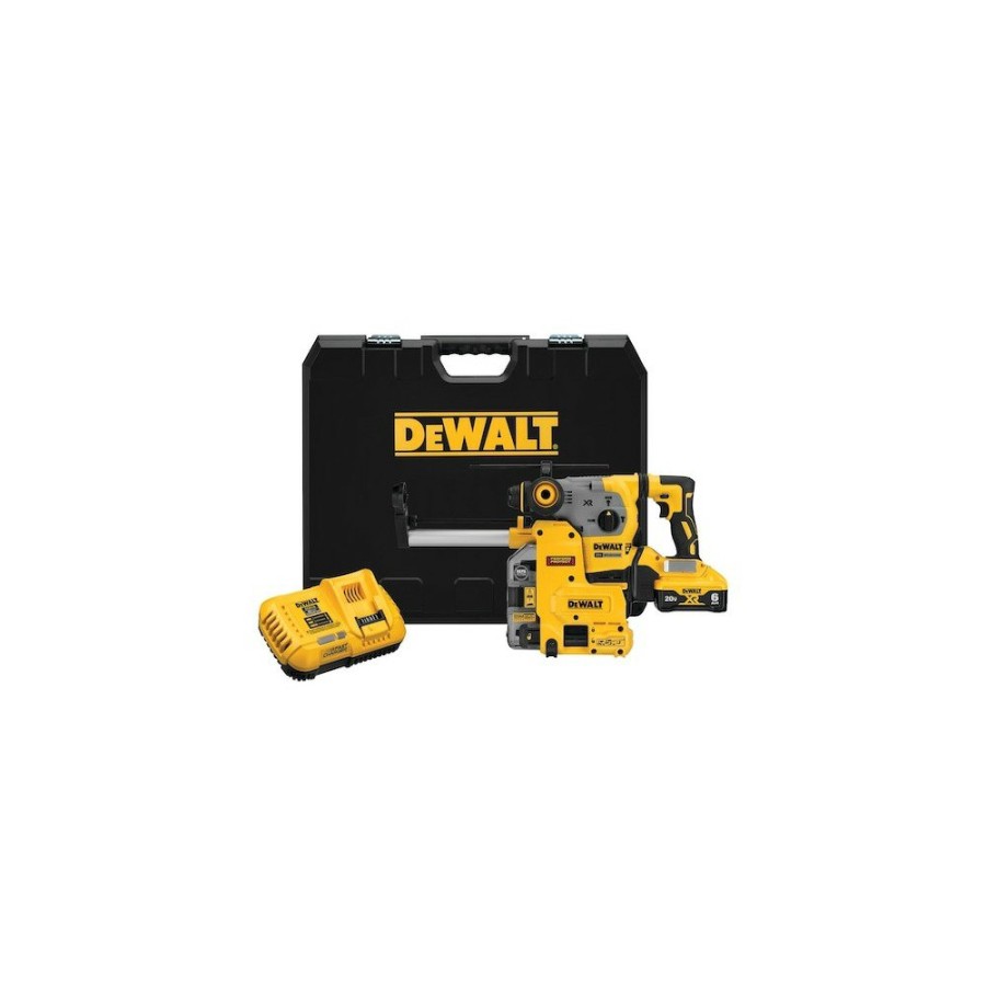 Power Tools Dewalt Rotary Hammers | Dewalt Dch293R2Dh 20V Max Xr Brushless Cordless 1-1/8 In. L-Shape Sds Plus Rotary Hammer Kit With On Board Extractor (6 Ah)