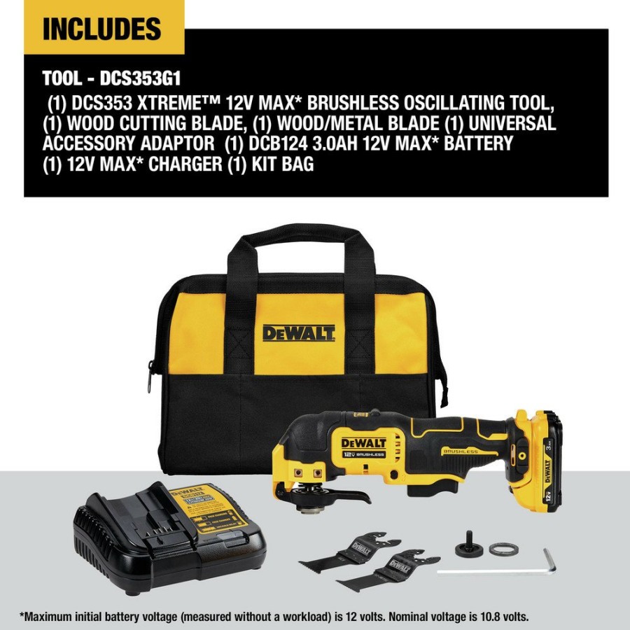 Power Tools Dewalt Oscillating Tools | Dewalt Dcs353G1 12V Max Xtreme Brushless Lithium-Ion Cordless Oscillating Tool Kit (3 Ah)