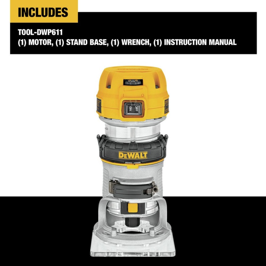 Power Tools Dewalt Compact Routers | Dewalt Dwp611 110V 7 Amp 1-1/4 Hp Variable Speed Max Torque Corded Compact Router