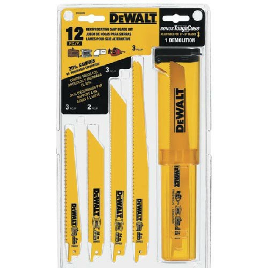 Power Tool Accessories Dewalt Reciprocating Saw Blades | Dewalt Dw4892 12-Piece Reciprocating Saw Blade Set With Telescoping Case