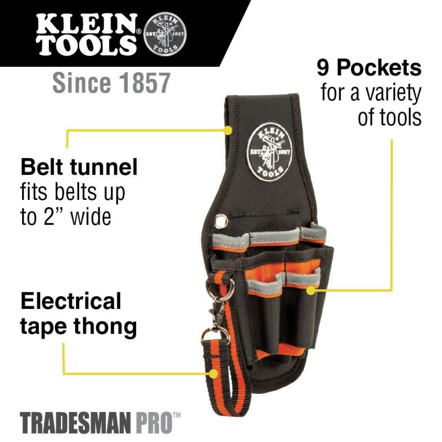 Tool Storage Klein Tools | Klein Tools 5240 Tradesman Pro 10.25 In. X 5.5 In. X 10.25 In. 9-Pocket Tool Pouch