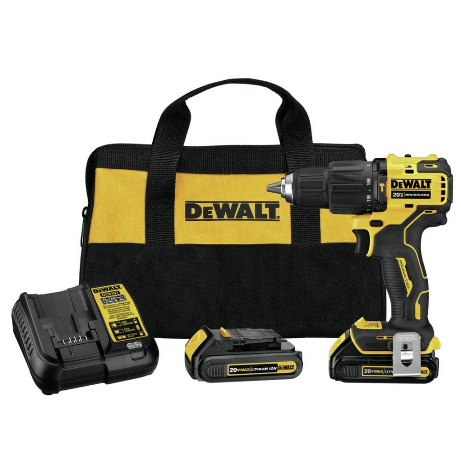 Power Tools Dewalt Hammer Drills | Factory Reconditioned Dewalt Dcd709C2R Atomic 20V Max Brushless Lithium-Ion Compact 1/2 In. Cordless Hammer Drill Kit