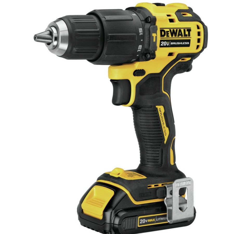 Power Tools Dewalt Hammer Drills | Factory Reconditioned Dewalt Dcd709C2R Atomic 20V Max Brushless Lithium-Ion Compact 1/2 In. Cordless Hammer Drill Kit