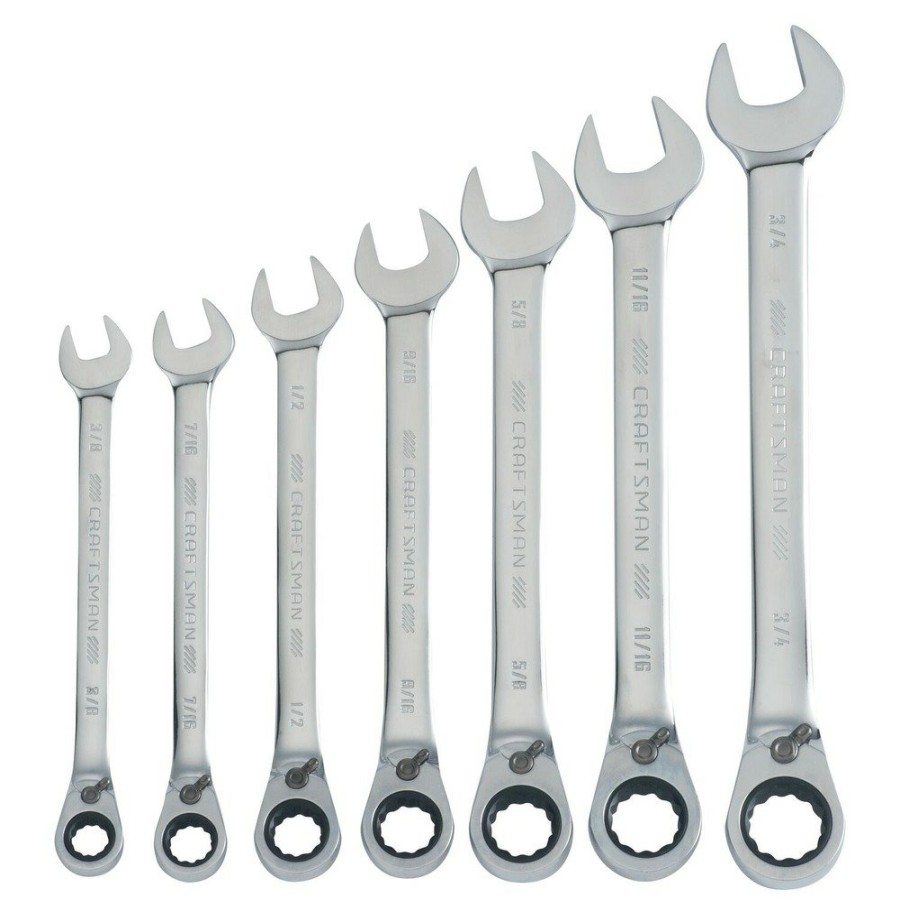 Hand Tools Craftsman Ratcheting Wrench Sets | Craftsman Cmmt87024 7-Piece Sae Reversible Ratcheting Wrench Set