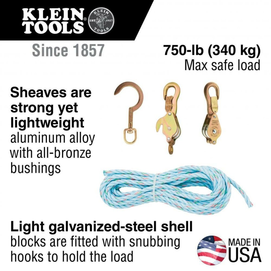 Material Handling Klein Tools | Klein Tools 1802-30S Block And Tackle With Cat. No. 268 Block