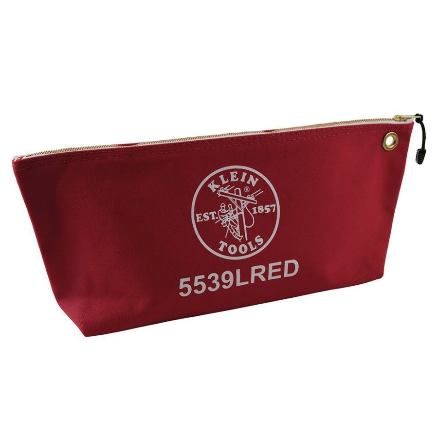 Tool Storage Klein Tools | Klein Tools 5539Lred 18 In. X 3.5 In. X 8 In. Canvas Zipper Consumables Tool Pouch - Large, Red