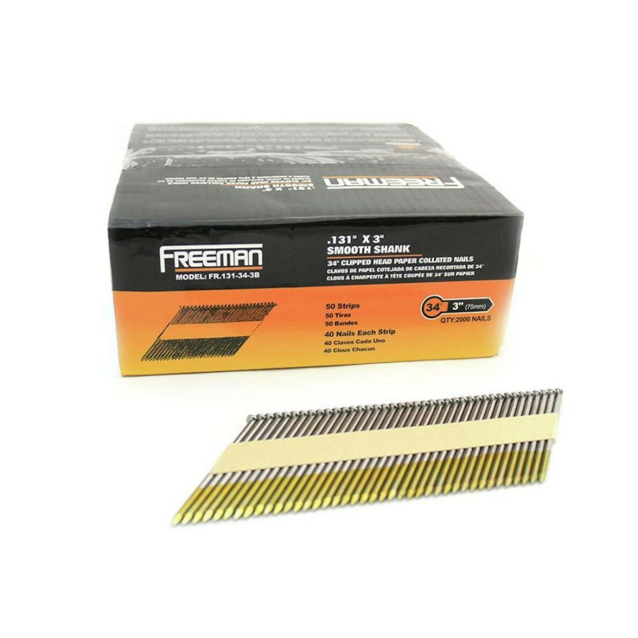 Power Tool Accessories Freeman Nails | Freeman Fr.131-34-3B Freeman 3In. Clipped Head Paper Tape Collated Brite Finish Framing Nails