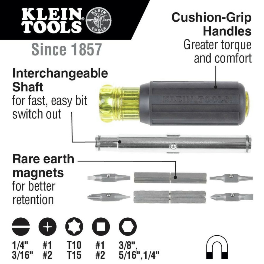 Hand Tools Klein Tools | Klein Tools 32500Mag 11-In-1 Magnetic Screwdriver/Nut Driver