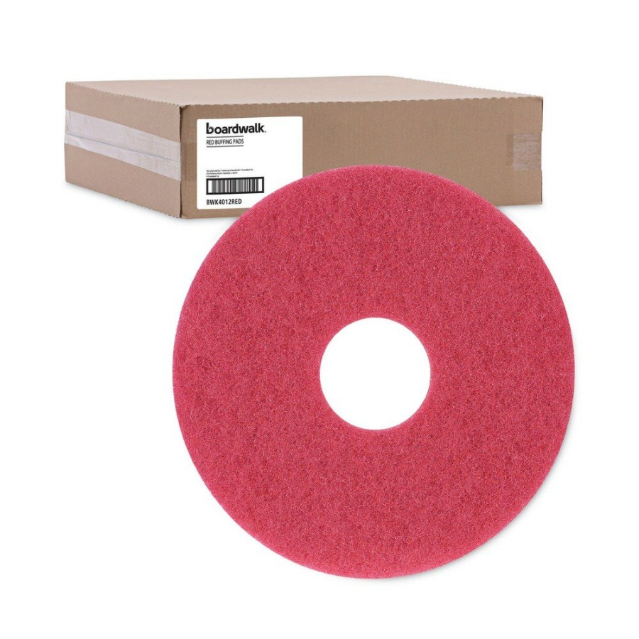 Facility Maintenance & Supplies Boardwalk Cleaning Tools | Boardwalk Bwk4012Red 12 In. Dia. Buffing Floor Pads - Red (5/Carton)