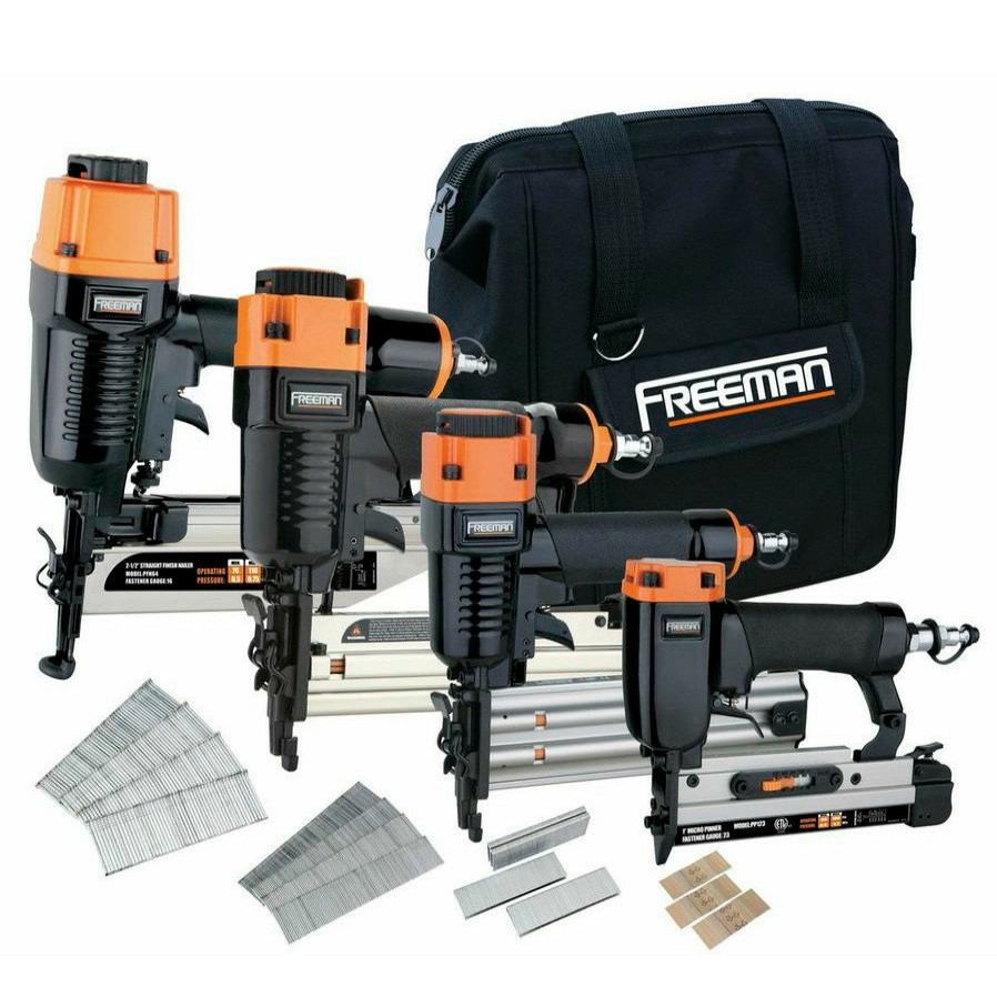 Air Tools And Equipment Freeman Compressor Combo Kits | Freeman P4Fncb Finishing Stapler And Nailer 4-Tool Combo Kit