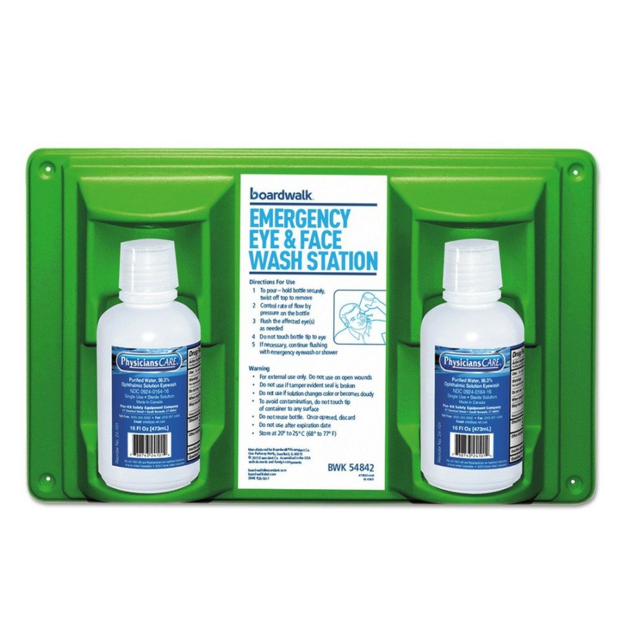 Safety Equipment Boardwalk Eyewash Stations | Boardwalk 54842 Emergency Eyewash Station With 16 Oz. Bottles (6/Kit)