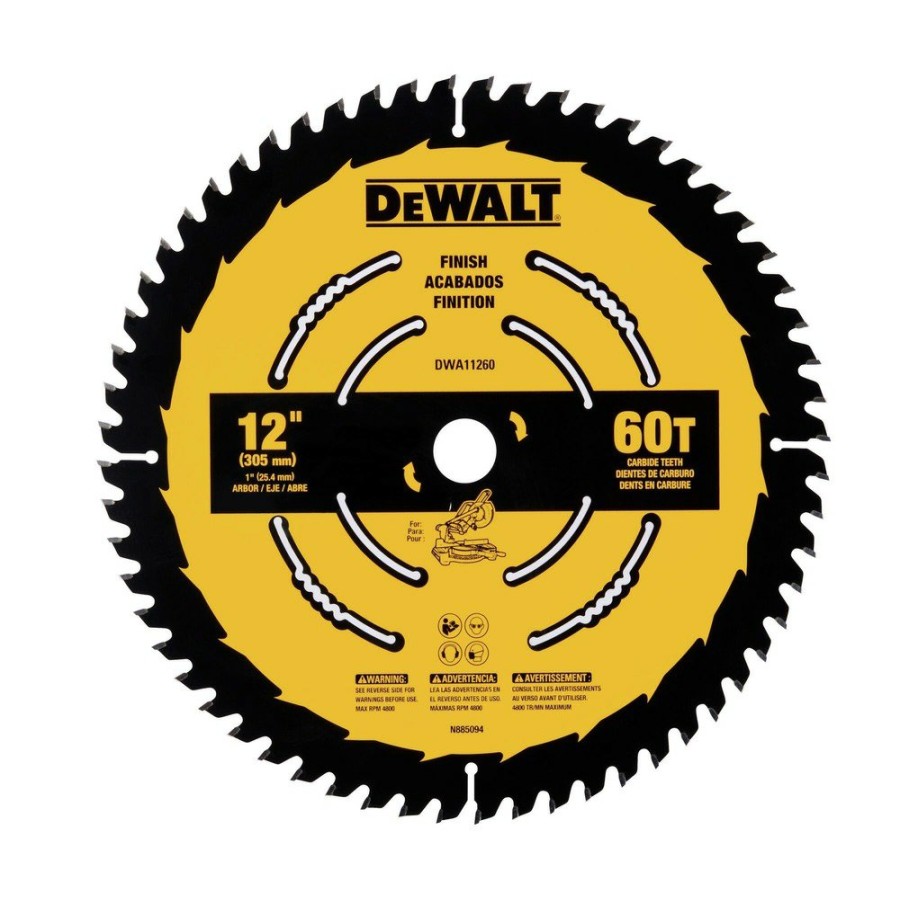 Power Tool Accessories Dewalt Circular Saw Blades | Dewalt Dwa11260 12 In. 60T Tungsten Carbide-Tipped Steel Finish Circular Saw Blade