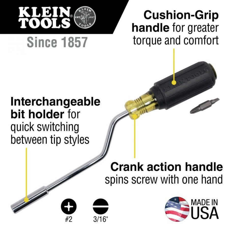 Hand Tools Klein Tools | Klein Tools 67100 2-In-1 Rapi-Drive Multi-Bit Screwdriver