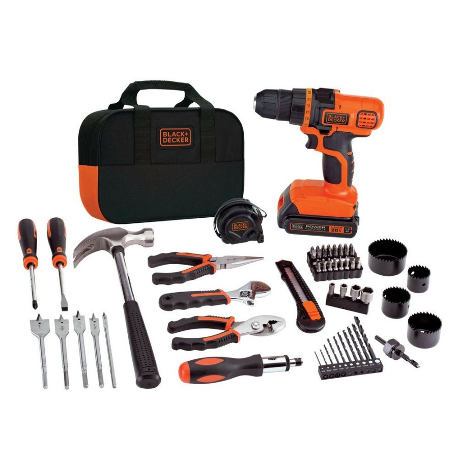 Power Tools Black & Decker Drill Drivers | Black & Decker Ldx120Pk 20V Max Lithium-Ion 3/8 In. Cordless Drill Driver Kit With 68-Piece Project Set (3 Ah)