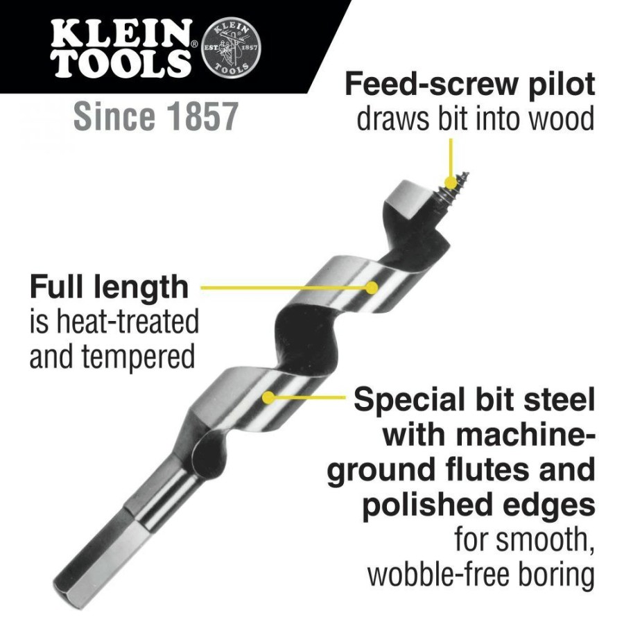 Power Tool Accessories Klein Tools Bits And Bit Sets | Klein Tools 53404 7/8 In. Ship Auger Bit With Screw Point