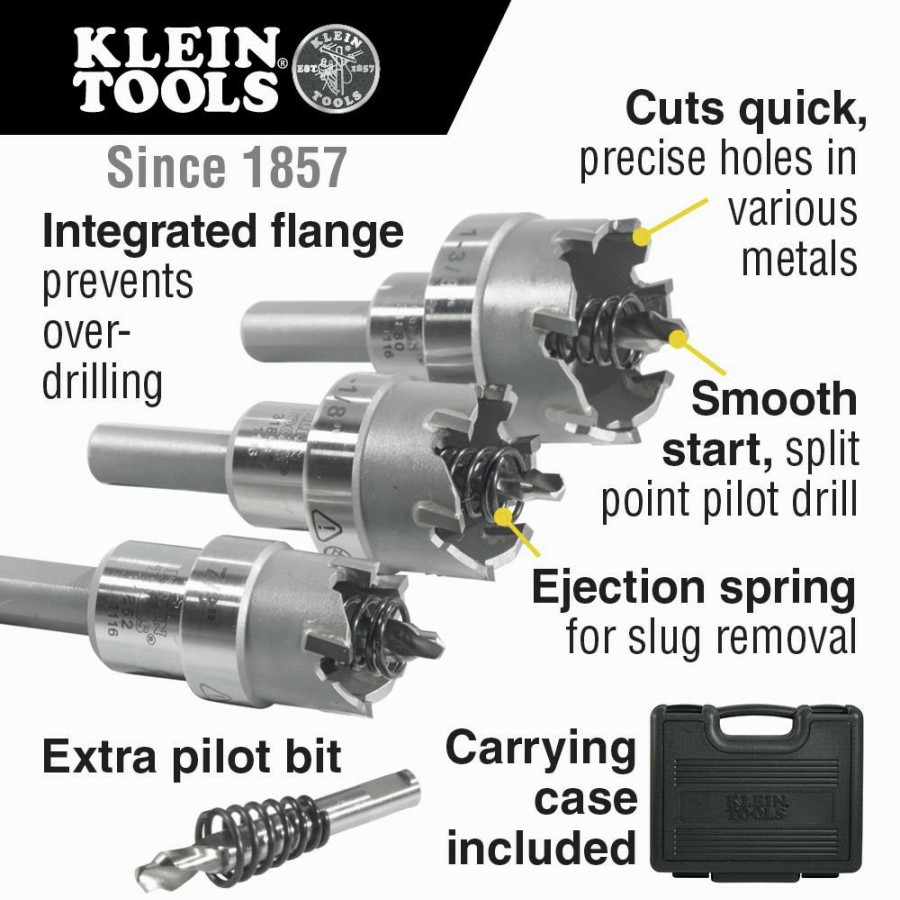 Power Tool Accessories Klein Tools Bits And Bit Sets | Klein Tools 31872 4-Piece Carbide Hole Cutter Set