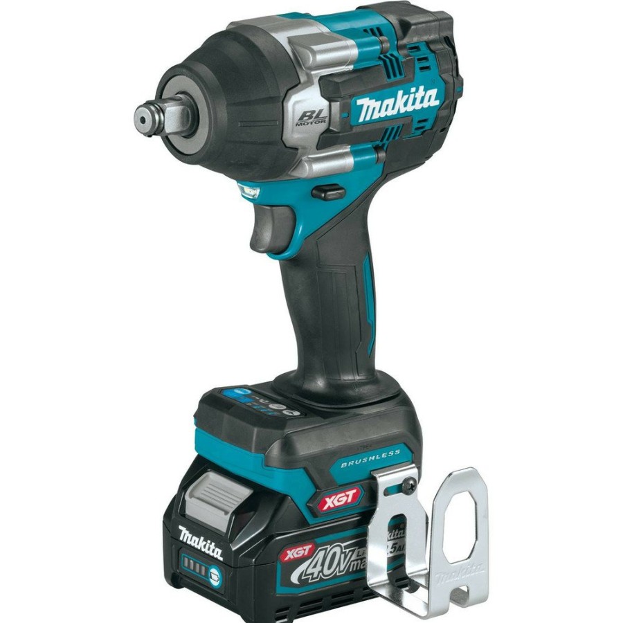 Power Tools Makita | Makita Gwt07D 40V Max Xgt Brushless Lithium-Ion Cordless 4-Speed Mid-Torque 1/2 In. Sq. Drive Impact Wrench Kit With Friction Ring Anvil And 2 Batteries (2.5Ah)