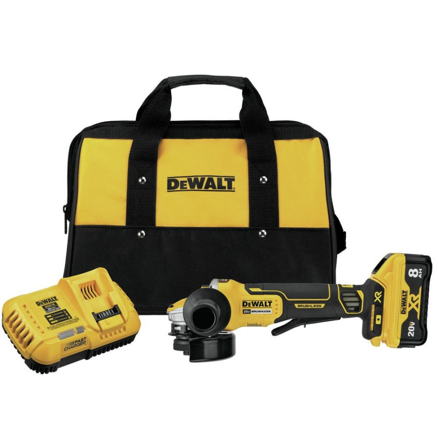 Power Tools Dewalt Angle Grinders | Dewalt Dcg415W1 20V Max Xr Power Detect Brushless Lithium-Ion 4-1/2 In. - 5 In. Small Angle Grinder Kit (8 Ah)