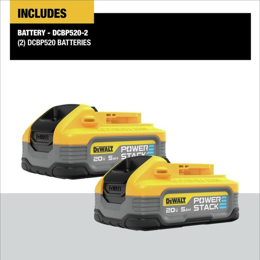 Batteries & Chargers Dewalt | Dewalt Dcbp520-2 (2) Powerstack 20V Max 5 Ah Lithium-Ion Batteries