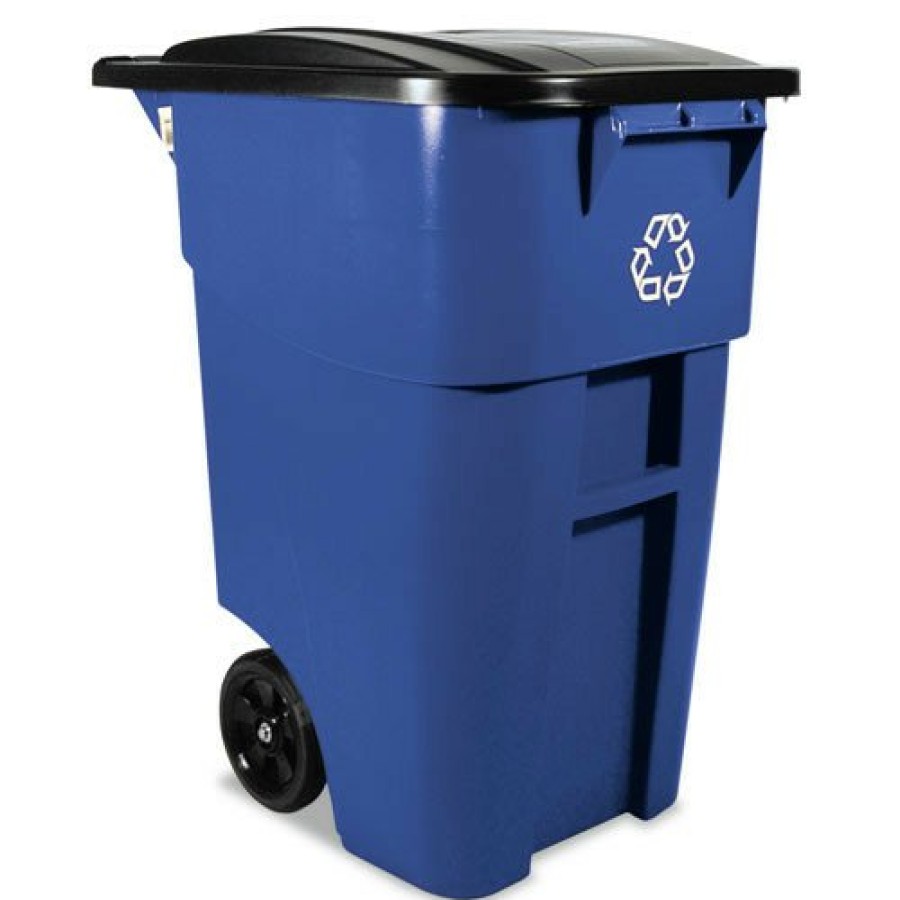 Facility Maintenance & Supplies Rubbermaid Commercial | Rubbermaid Commercial Fg9W2773Blue Brute 50 Gallon Square Recycling Rollout Container - Blue