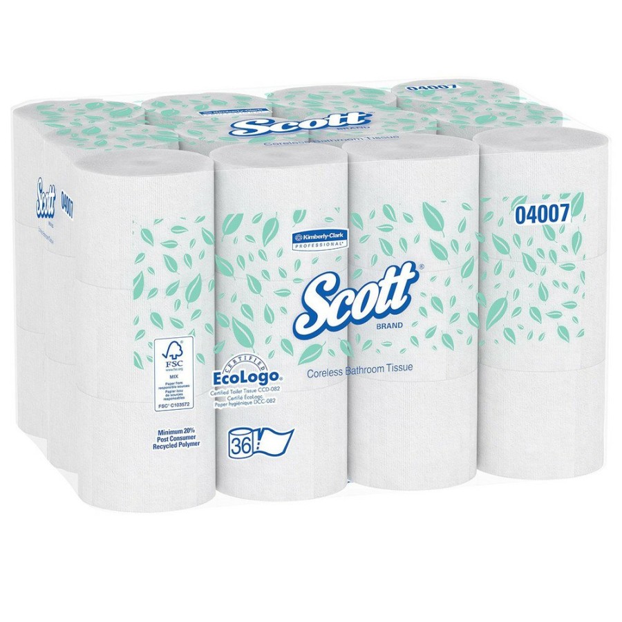 Facility Maintenance & Supplies Scott | Scott 4007 Essential Coreless Srb Septic Safe 2-Ply Bathroom Tissue - White (36/Carton)