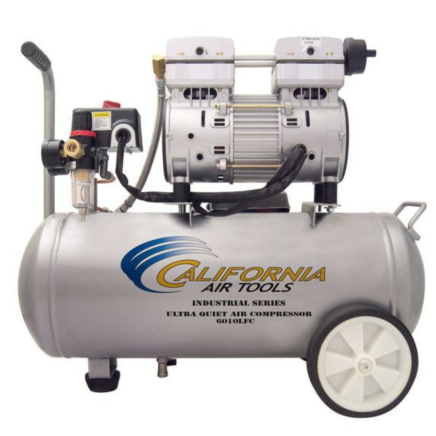 Air Tools And Equipment California Air Tools Portable Air Compressors | California Air Tools 6010Lfc 1 Hp 6 Gallon Ultra Quiet And Oil-Free Steel Tank Wheelbarrow Air Compressor