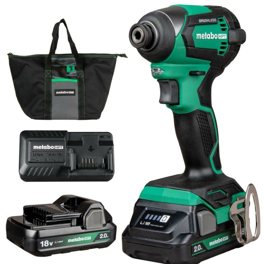 Power Tools Metabo HPT Impact Drivers | Metabo Hpt Wh18Dexm 18V Multivolt Brushless Lithium-Ion Cordless Impact Driver Kit With 2 Batteries (2 Ah)