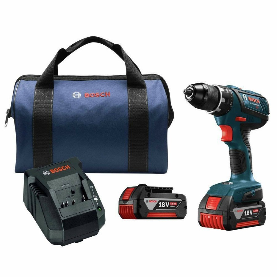 Power Tools Bosch Drill Drivers | Factory Reconditioned Bosch Dds181A-01-Rt 18V 4.0 Ah Compact Tough Cordless Li-Ion 1/2 In. Drill Driver Kit