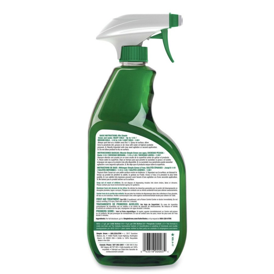 Facility Maintenance & Supplies Simple Green Cleaners | Simple Green 2710001213012 24 Oz. Concentrated Industrial Cleaner And Degreaser Spray