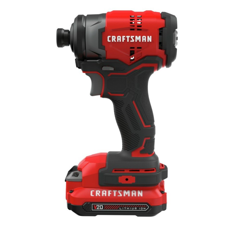 Power Tools Craftsman Impact Drivers | Craftsman Cmcf810C2 V20 Max Brushless Lithium-Ion 1/4 In. Cordless Impact Driver Kit With 2 Batteries (1.5 Ah)