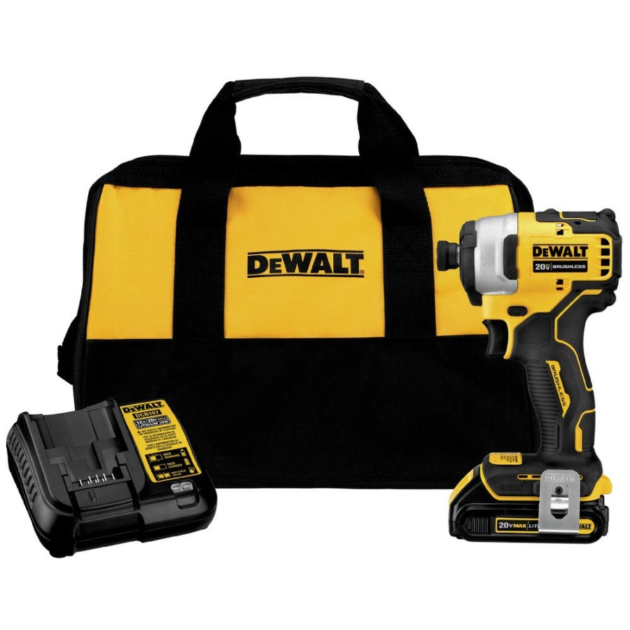 Power Tools Dewalt Impact Drivers | Dewalt Dcf809C1 Atomic 20V Max Brushless Lithium-Ion 1/4 In. Cordless Impact Driver Kit (1.5 Ah)