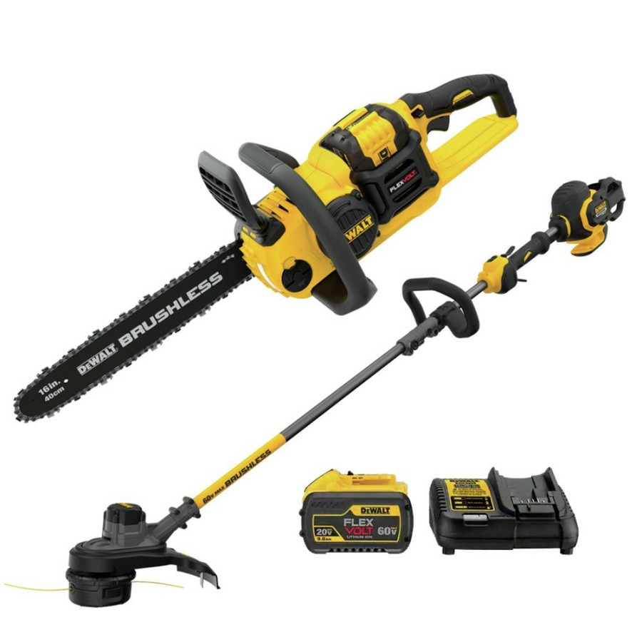 Outdoor Power Tools & Equipment Dewalt | Dewalt Dccs670X1-Dcst970B 60V Max Flexvolt Brushless Lithium-Ion 16 In. Cordless Chainsaw And String Trimmer Bundle (3 Ah)