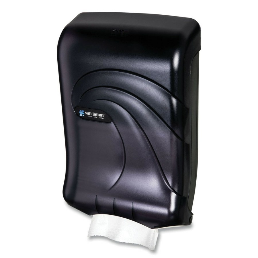 Facility Maintenance & Supplies San Jamar | San Jamar T1790Tbk 11.75 In. X 6.25 In. X 18 In. Ultrafold Multifold/C-Fold Oceans Towel Dispenser - Transparent Black Pearl