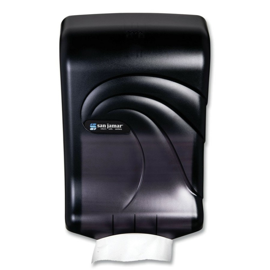 Facility Maintenance & Supplies San Jamar | San Jamar T1790Tbk 11.75 In. X 6.25 In. X 18 In. Ultrafold Multifold/C-Fold Oceans Towel Dispenser - Transparent Black Pearl