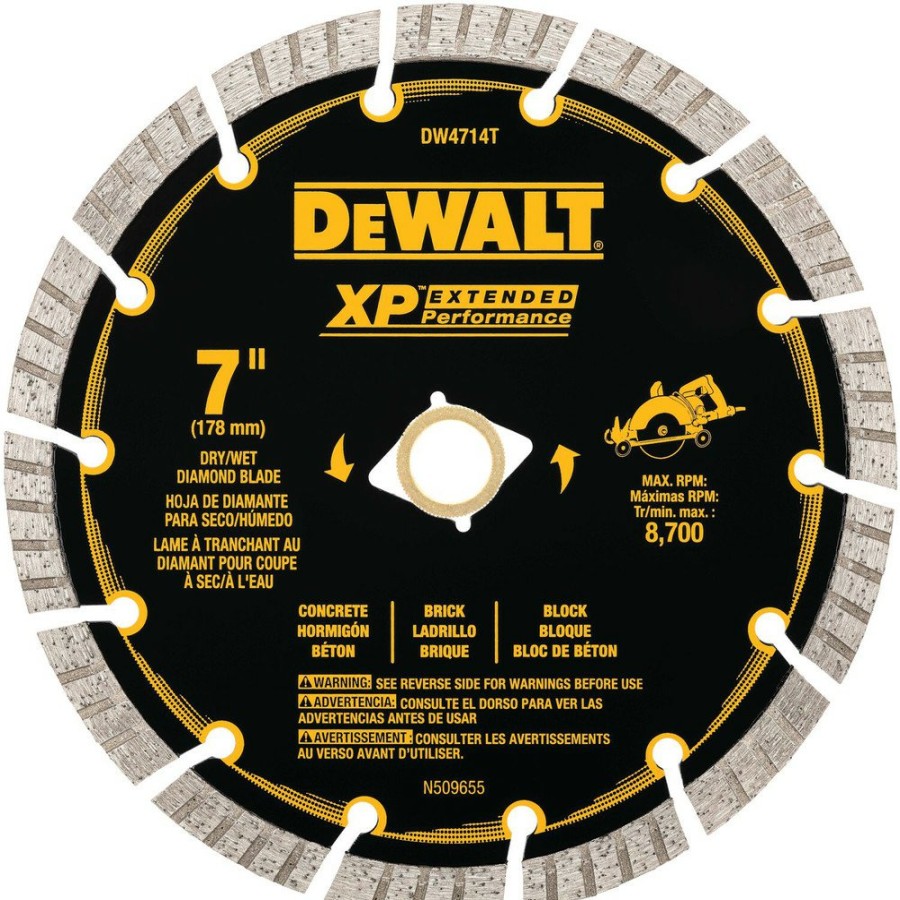 Power Tool Accessories Dewalt Circular Saw Blades | Dewalt Dw4714T 7 In. Xp Turbo Segmented Diamond Blade