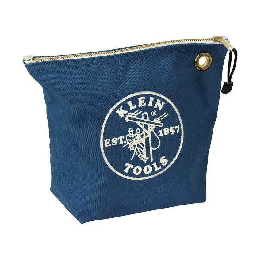 Tool Storage Klein Tools | Klein Tools 5539Blu 10 In. X 3.5 In. X 8 In. Canvas Zipper Consumables Tool Pouch - Blue