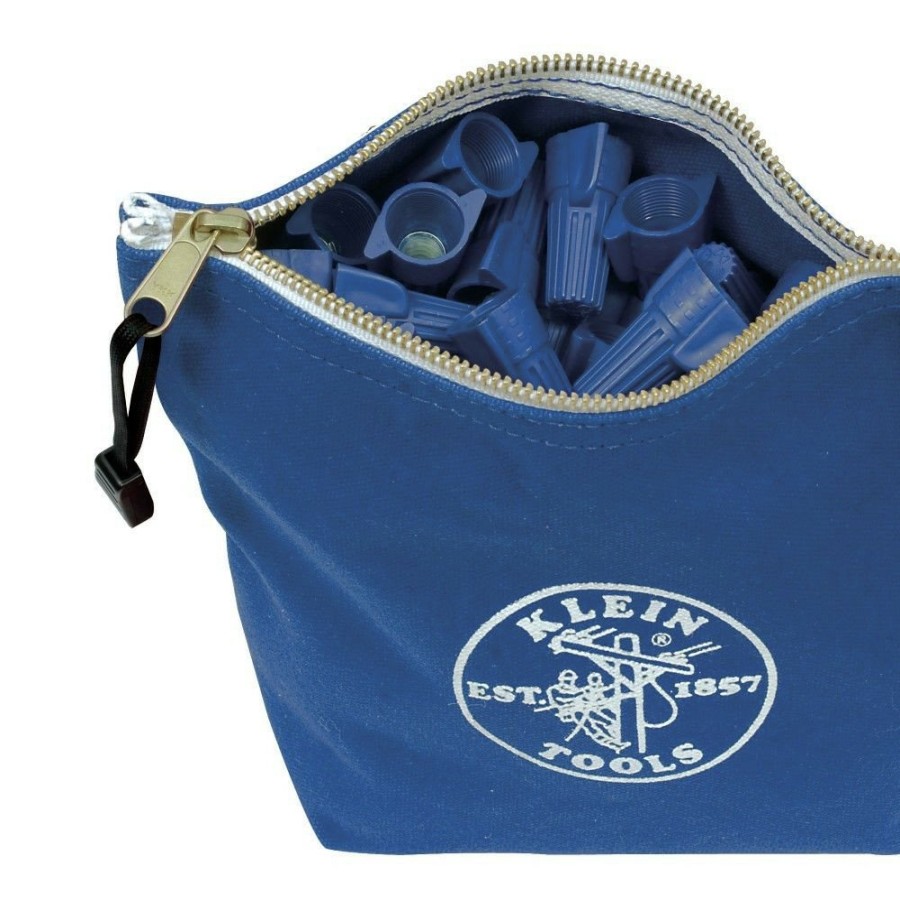 Tool Storage Klein Tools | Klein Tools 5539Blu 10 In. X 3.5 In. X 8 In. Canvas Zipper Consumables Tool Pouch - Blue