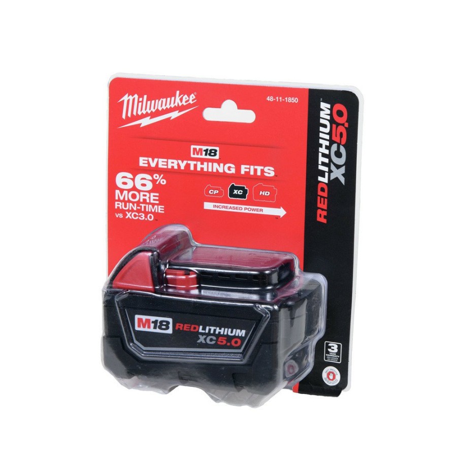 Batteries & Chargers Milwaukee | Milwaukee 48-11-1850 M18 Redlithium Xc 5 Ah Lithium-Ion Extended Capacity Battery