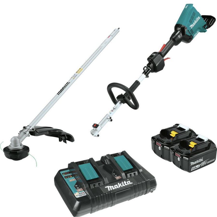 Outdoor Power Tools & Equipment Makita | Makita Xux01M5Pt 18V X2 (36V) Lxt Lithium-Ion Brushless Cordless Couple Shaft Power Head Kit With 5.0Ah String Trimmer Attachment