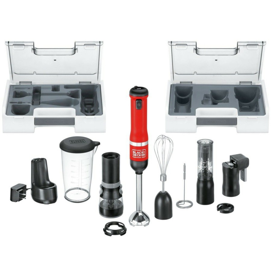 Kitchen Black & Decker | Black & Decker Bckm1016Ks06 Kitchen Wand Variable Speed Lithium-Ion 6-In-1 Cordless Red Kitchen Multi-Tool Kit