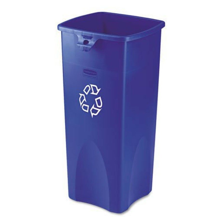 Facility Maintenance & Supplies Rubbermaid Commercial | Rubbermaid Commercial Fg356973Blue 23 Gallon Plastic Recycled Untouchable Square Recycling Container - Blue