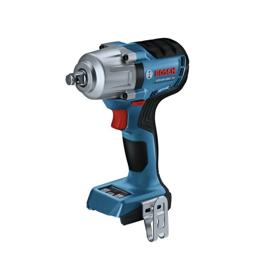 Power Tools Bosch | Bosch Gds18V-330Cn 18V Brushless Lithium-Ion 1/2 In. Cordless Mid-Torque Impact Wrench With Friction Ring And Thru-Hole (Tool Only)